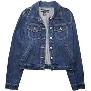Vintage EXPRESS Denim Jacket Womens Small Blue Long Sleeve Button Up 90s